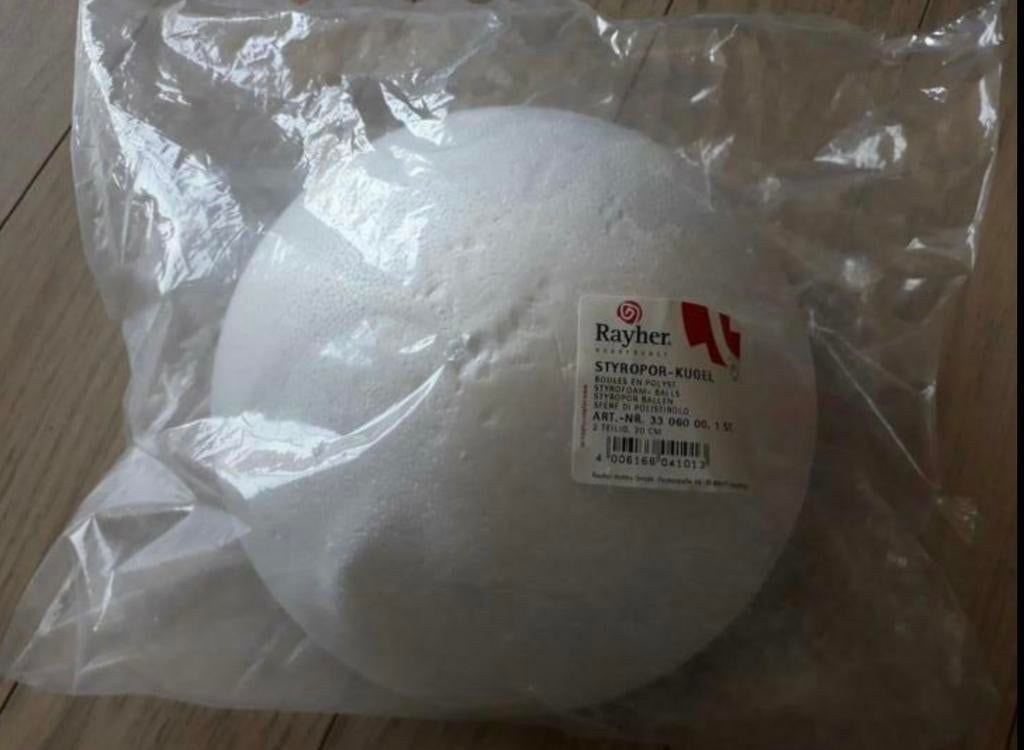 Styropor/ piepschuim (halve) bal 20 cm 1 st, Ophalen of Verzenden, Nieuw, Knutselwerk