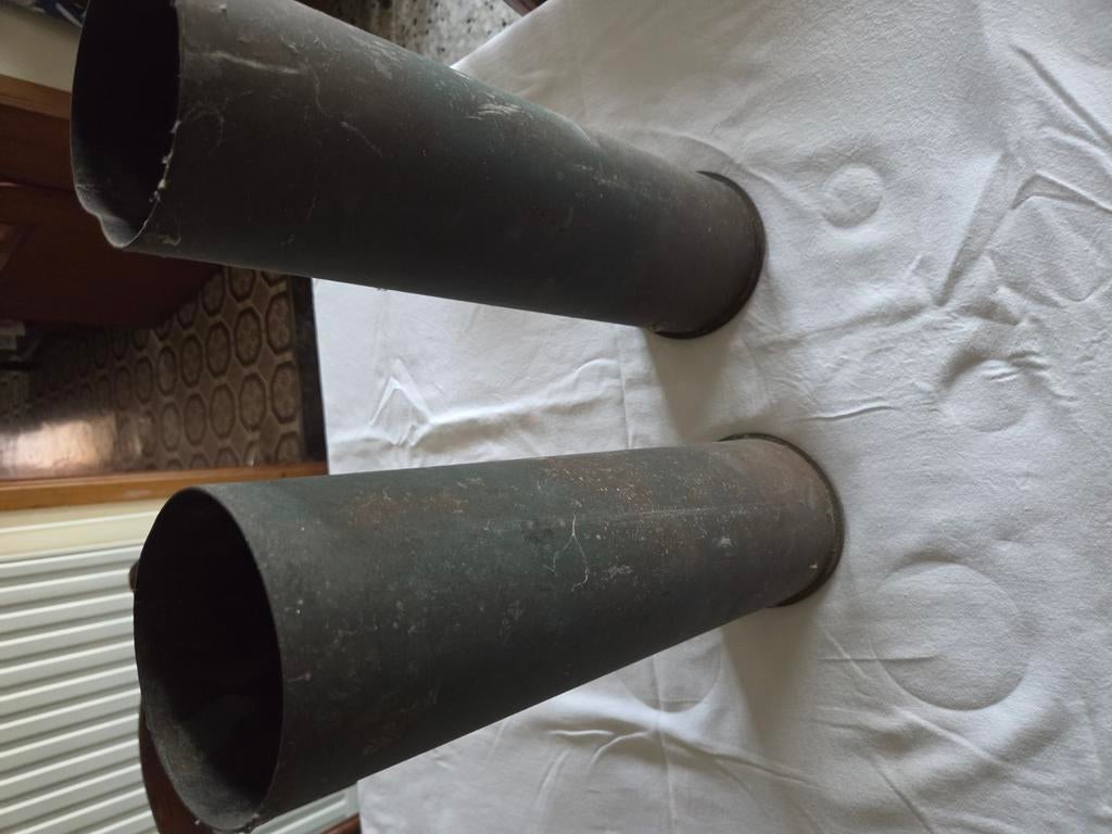 koperen obussen die gebruikt kunnen worden als kandelaars., Antiek en Kunst, Ophalen