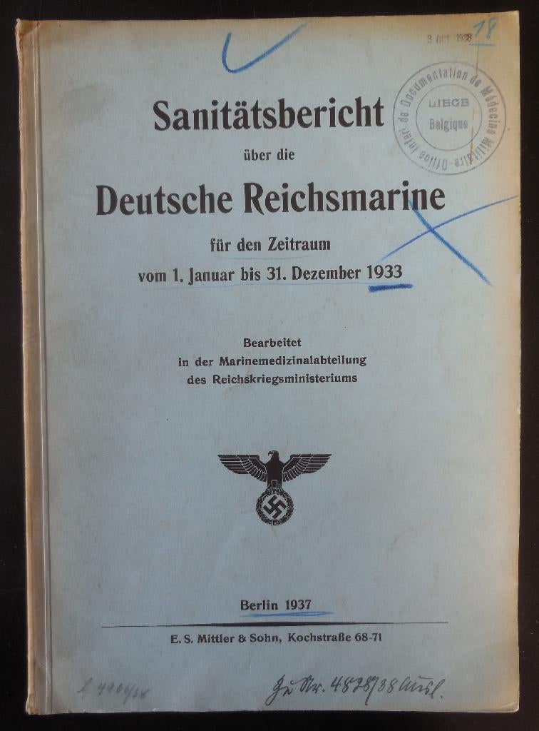 Sanitätsbericht über die Deutsche Reichsmarine - 1937, Livres, Enlèvement ou Envoi