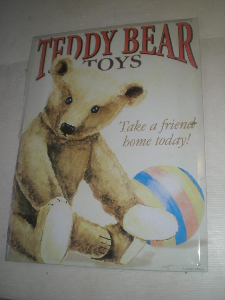 Blikken bord Teddy bear 40 cm X 30 cm, Verzamelen, Ophalen of Verzenden, Zo goed als nieuw