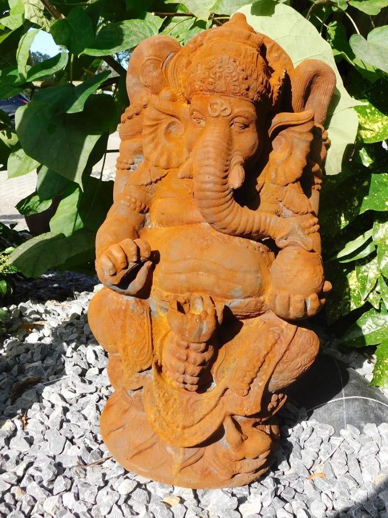 Beeld Ganesha 1 - Steen in Oxide - 68 cm, Ophalen of Verzenden, Steen, Dierenbeeld