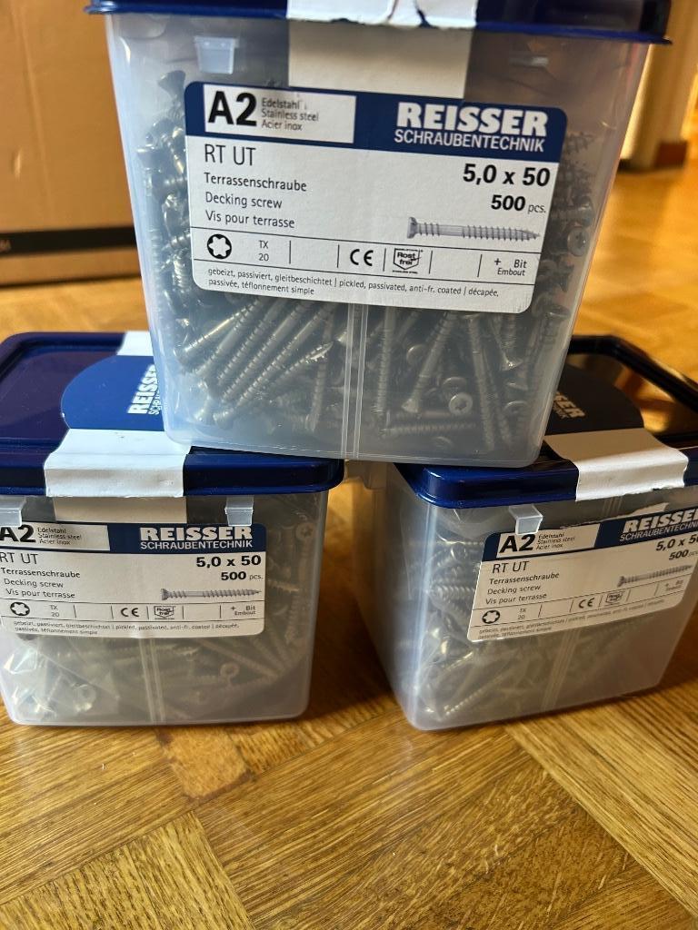 Terrasschroeven zonder voorboren INOX A2 1.500 st + frees!, Ophalen of Verzenden, Nieuw, Schroeven, Inox