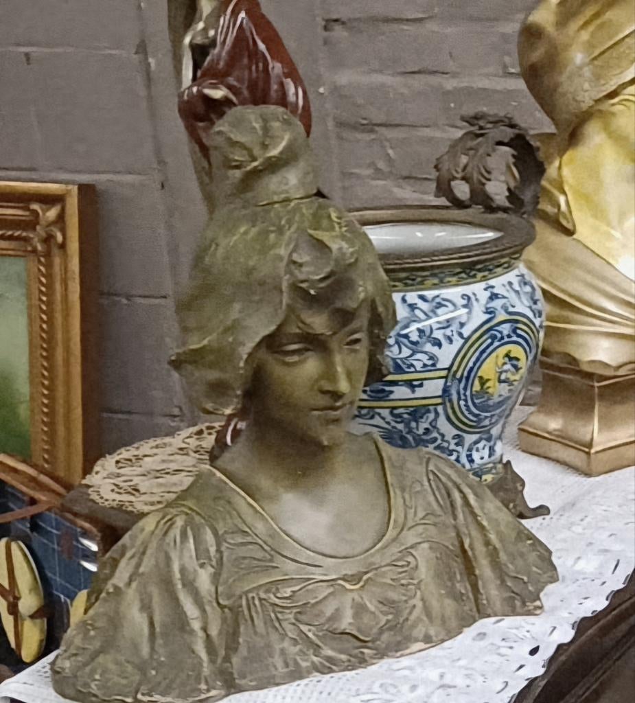 Buste art nouveau en terre cuite de 65 cm de haut, belle piè, Enlèvement
