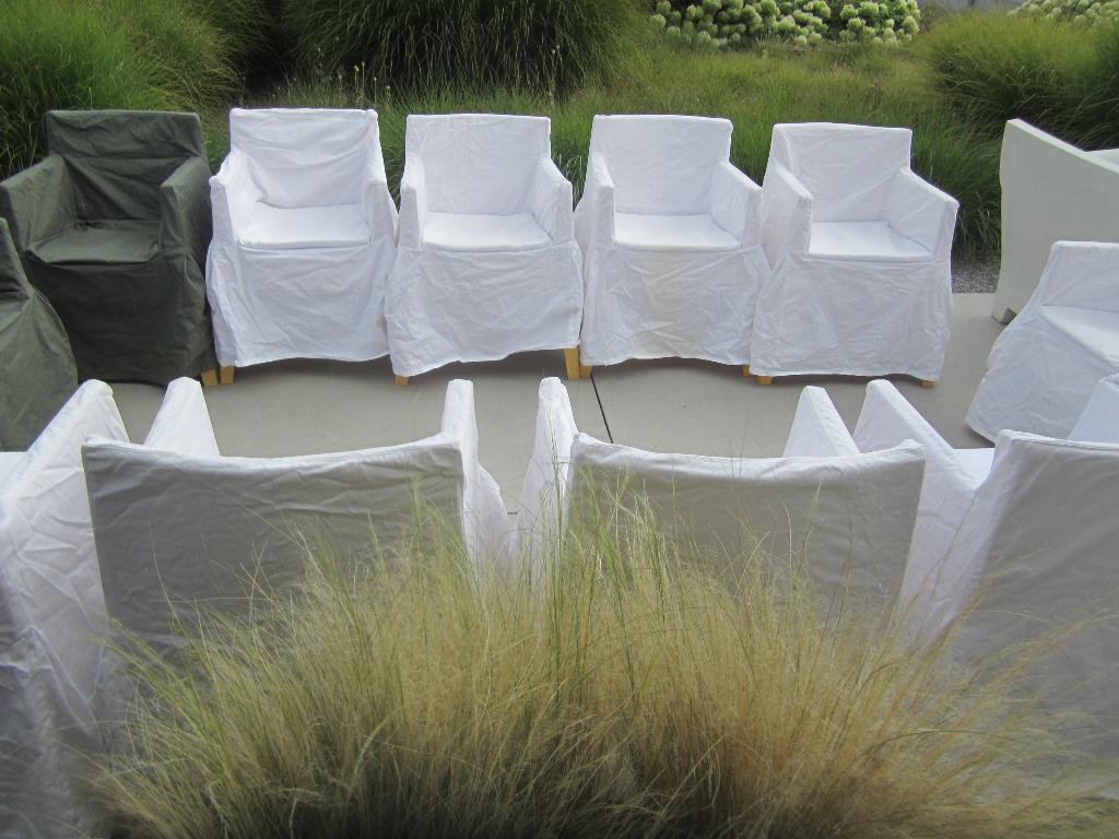 12 Design tuinstoelen met hoes, Tuin en Terras, Ophalen, Gebruikt, Kunststof, Stapelbaar