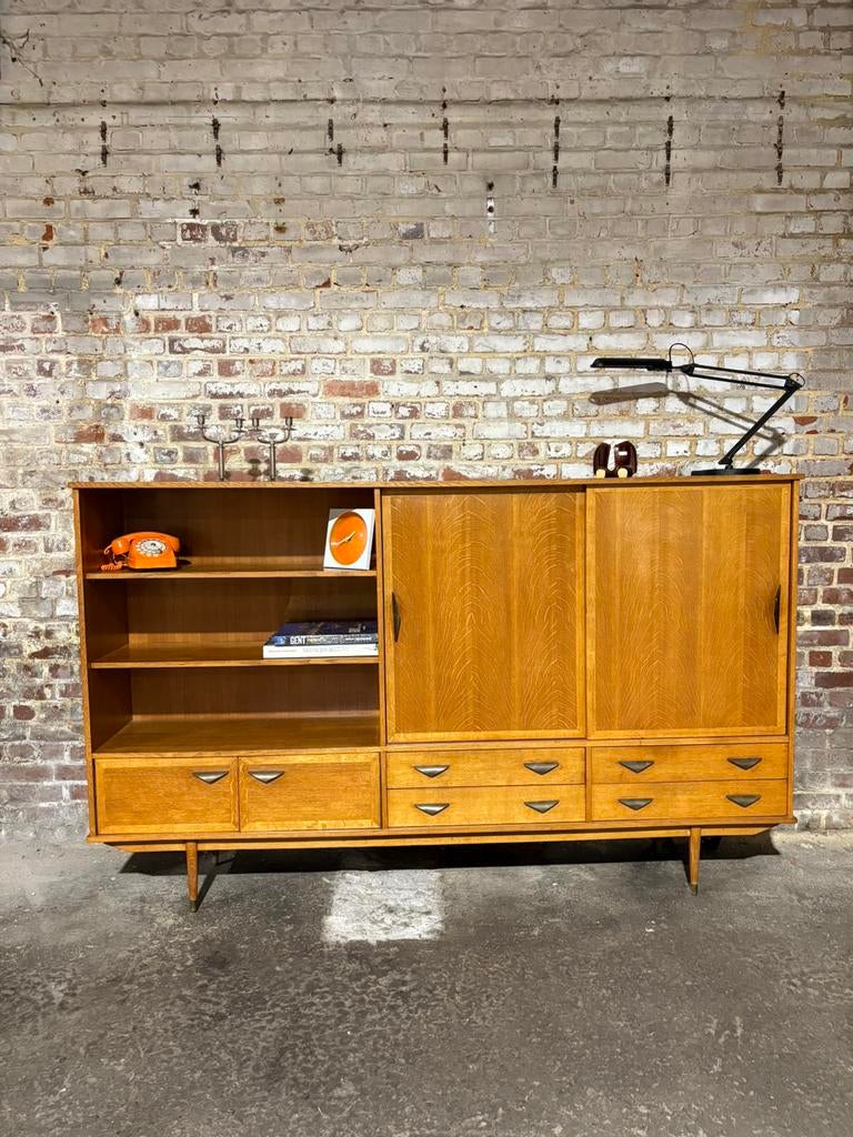 XXl 2m40 enfilade - armoire scandinave teck vintage, Maison & Meubles, Armoires | Buffets, Comme neuf, Teck, Enlèvement