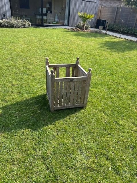 bloembak in teak, Ophalen, Gebruikt, Minder dan 60 cm, Vierkant