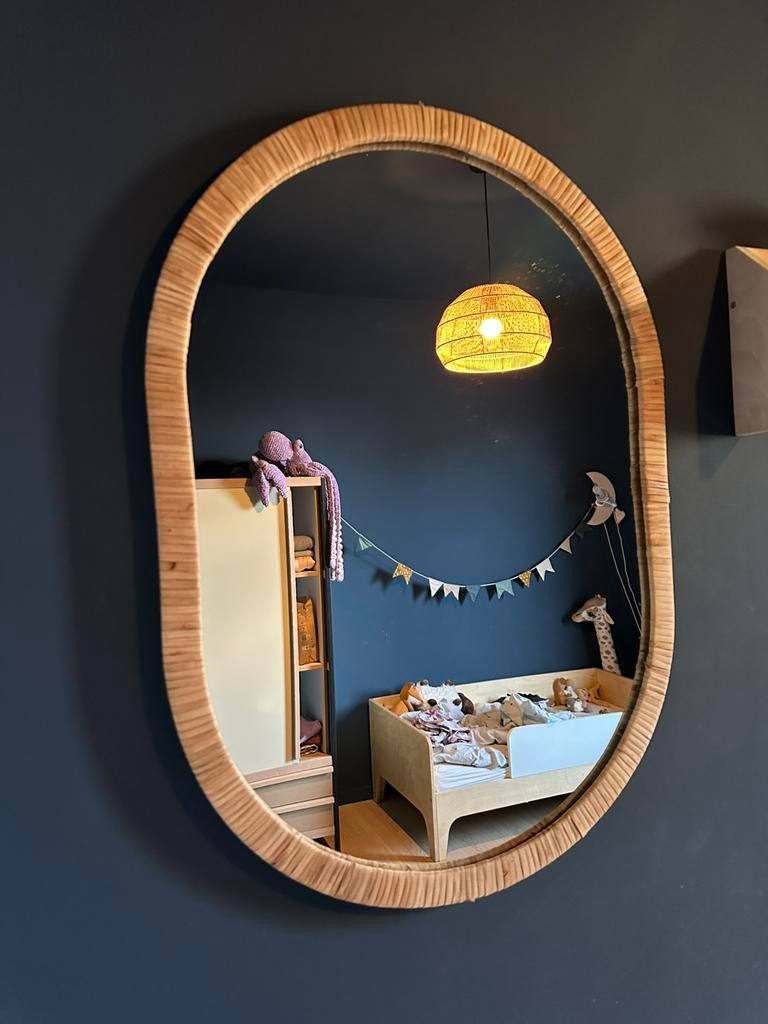 Spiegel, Huis en Inrichting, Woonaccessoires | Spiegels, Ophalen, Zo goed als nieuw, Minder dan 100 cm, Ovaal