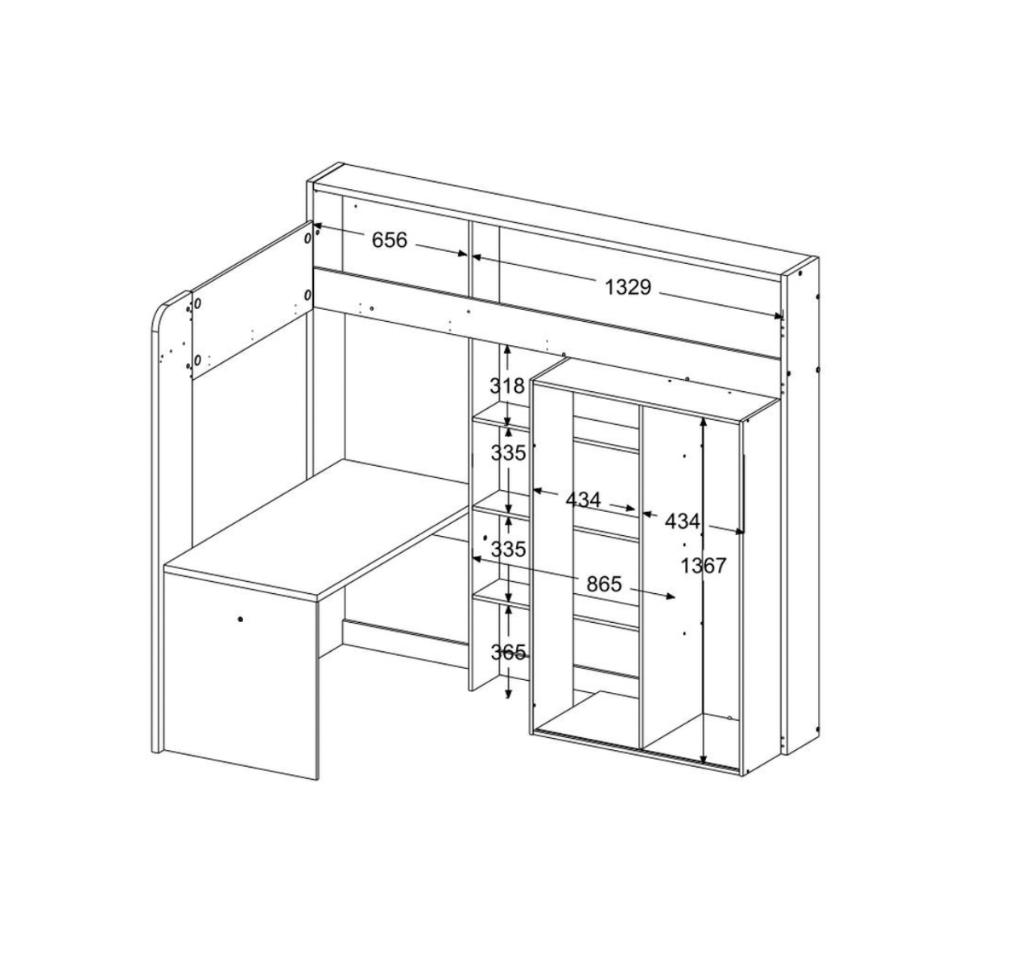 Lit mezzanine, Maison & Meubles, 210 cm, 180 à 200 cm, Enlèvement, Lit mezzanine