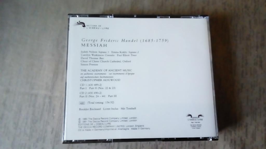 CD. Échangez Messiah. Christophe Hogwood., CD & DVD, Enlèvement, Comme neuf
