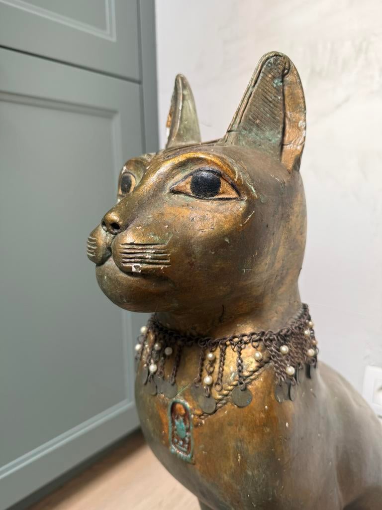 Groot beeld kat Egyptische god Bastet 80cm, Ophalen