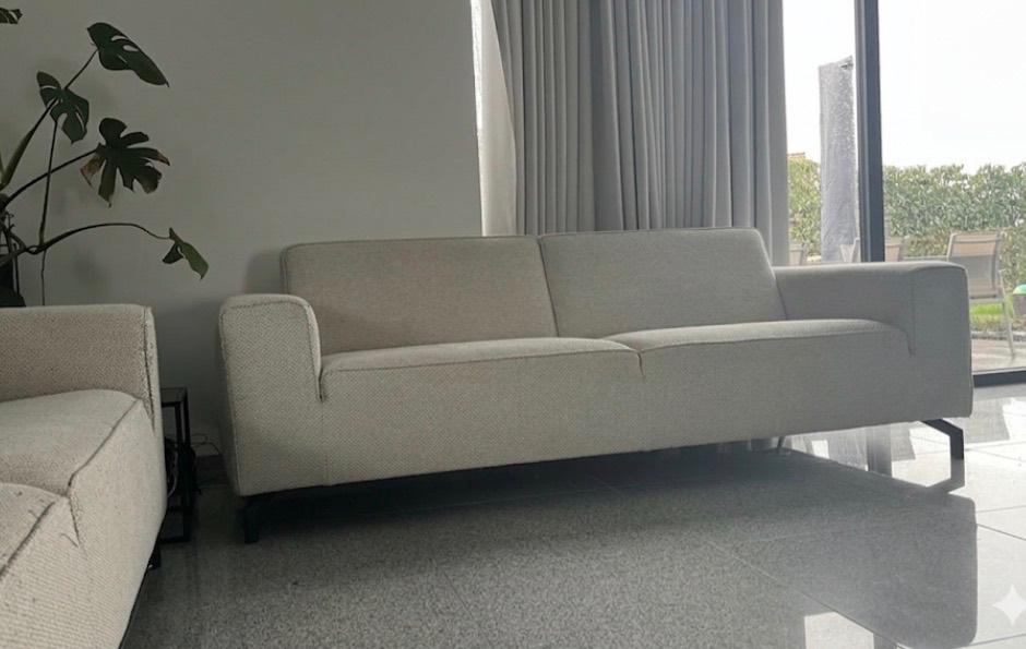 Doe een bod - Salon - 2 moderne zetels - greige/beige, Ophalen, Gebruikt, Modern, tijdloos, 75 tot 100 cm