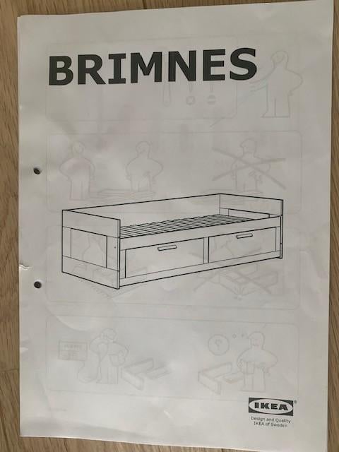LIT IKEA BRIMNES, Maison & Meubles, Une personne, Enlèvement, Utilisé, 200 cm