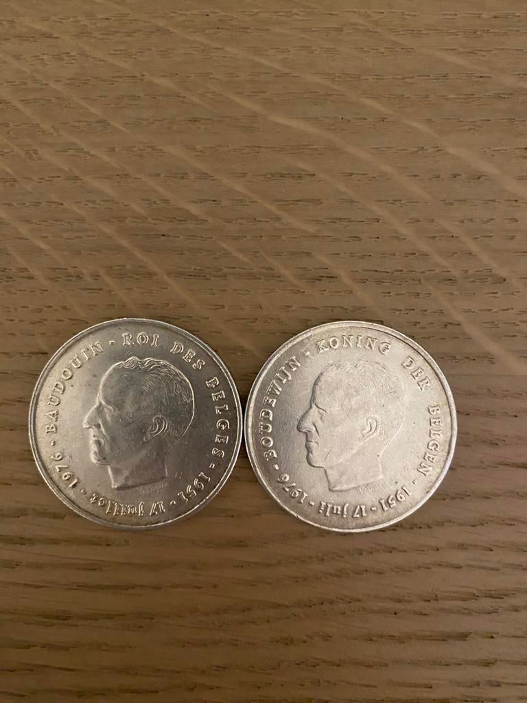 2x zilver herdenkingsmunt 1976 koning boudewijn 250fr, Postzegels en Munten, Munten | België, Ophalen of Verzenden, Zilver
