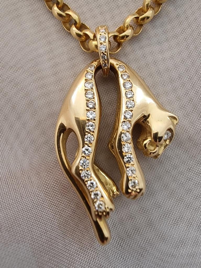 Chaine or 18ct et panthère or/brillants 18ct style cartier, Bijoux, Sacs & Beauté, Colliers, Jaune, Or