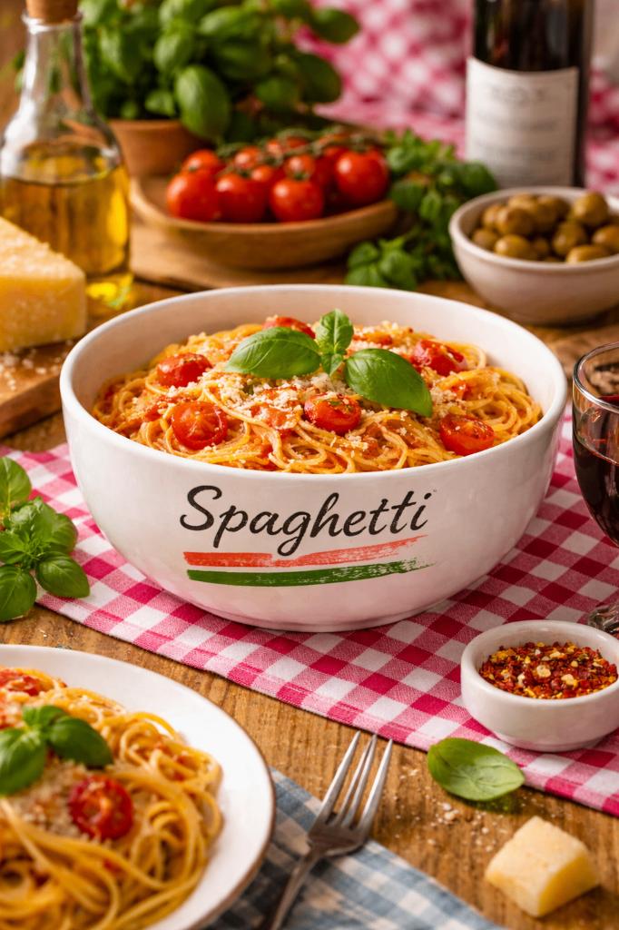 Spaghetti Kom Keramiek Vintage Italiaans Jaren 90 – 26cm, Gebruikt, Keramiek, Ophalen of Verzenden, Kom(men)