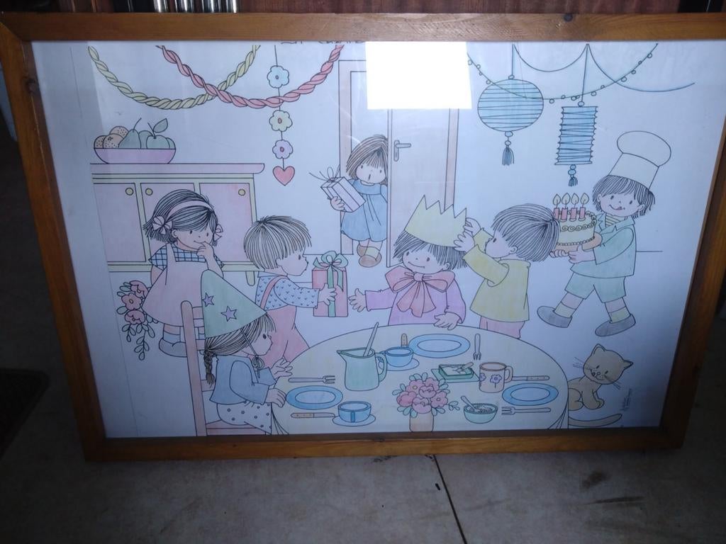 prenten Jaklien in verwisselbare kader, Diversen, Schoolbenodigdheden, Ophalen, Gebruikt