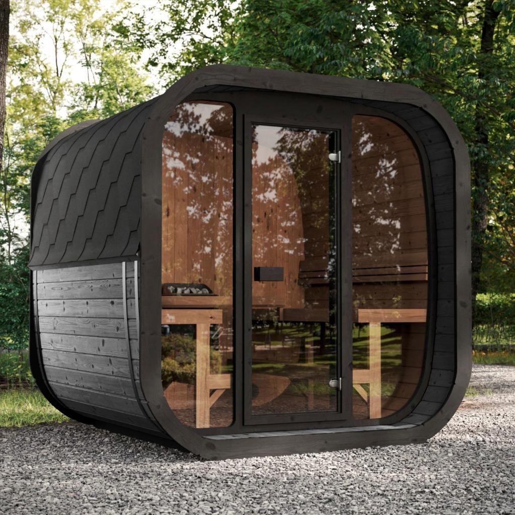 Moderne Cube Buitensauna SKOG220 Thermowood, Sport en Fitness, Sauna, Ophalen of Verzenden, Nieuw, Fins of Traditioneel, Complete sauna