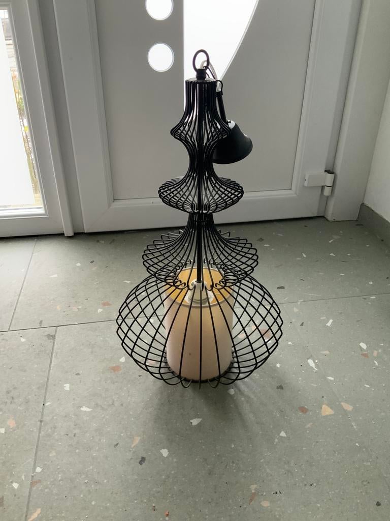 Hanglamp zwart metaal incl. Ledlamp, Huis en Inrichting, Ophalen, Gebruikt, 50 tot 75 cm, Metaal