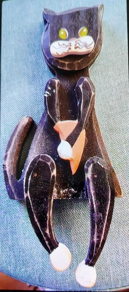 Chat noir 22cm en bois, Collections, Enlèvement ou Envoi