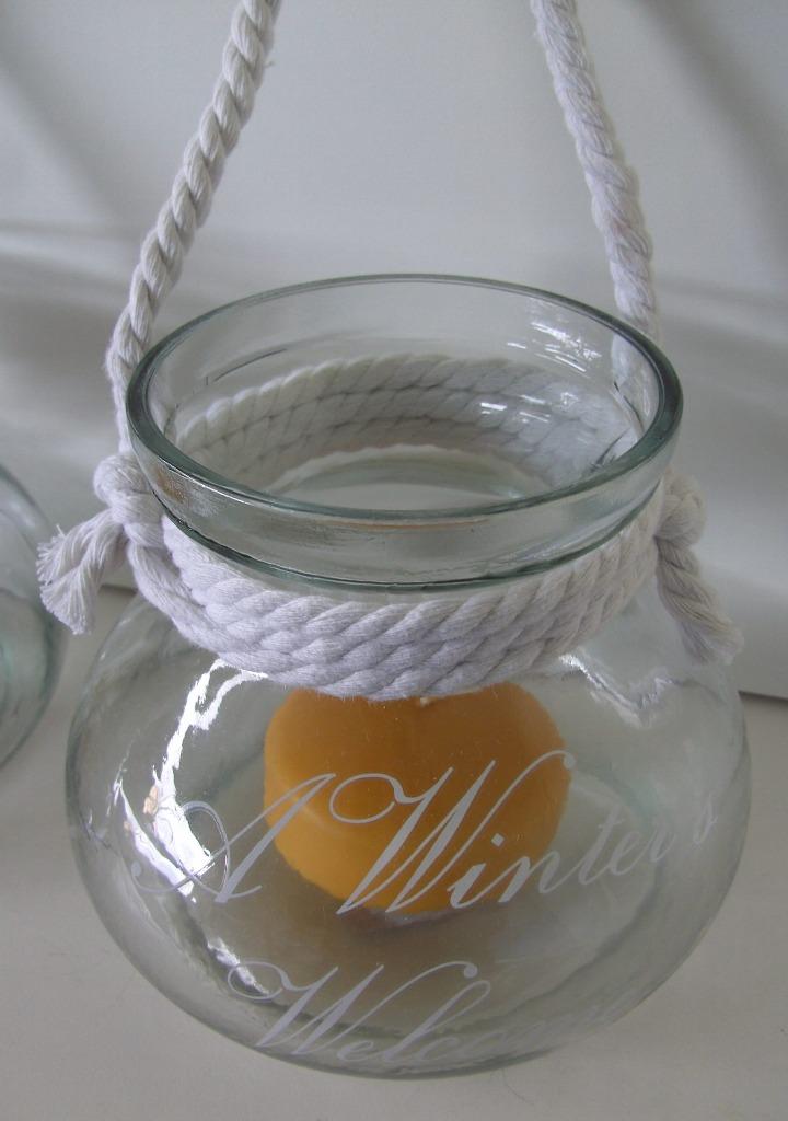KAARSENHOUDER GLAS GROOT A WINTERS WELKOME Ø 20 CM NIEUW, Huis en Inrichting, Woonaccessoires | Kandelaars en Kaarsen, Nieuw, Kandelaar