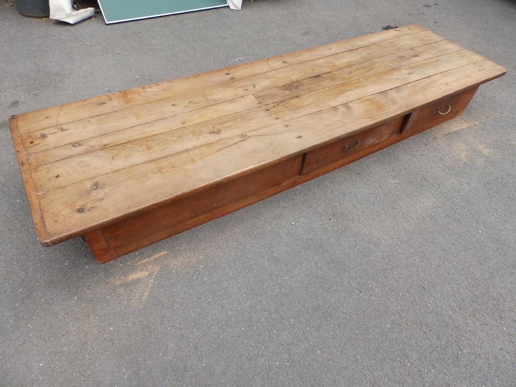 Grande Table de Ferme avec tiroirs 19 ème - Table Japonaise, Enlèvement