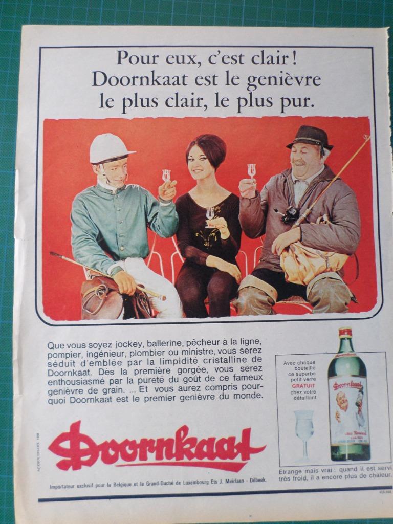 Doornkaat genièvre - publicité papier - 1966, Collections, Marques & Objets publicitaires, Enlèvement ou Envoi, Utilisé, Autres types