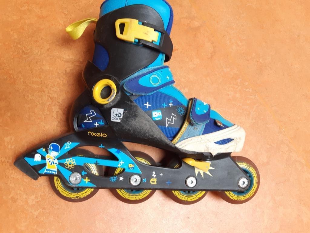 Blauwe rolschaatsen maat 32-34, Kinderen, Ophalen of Verzenden, Verstelbaar, Gebruikt