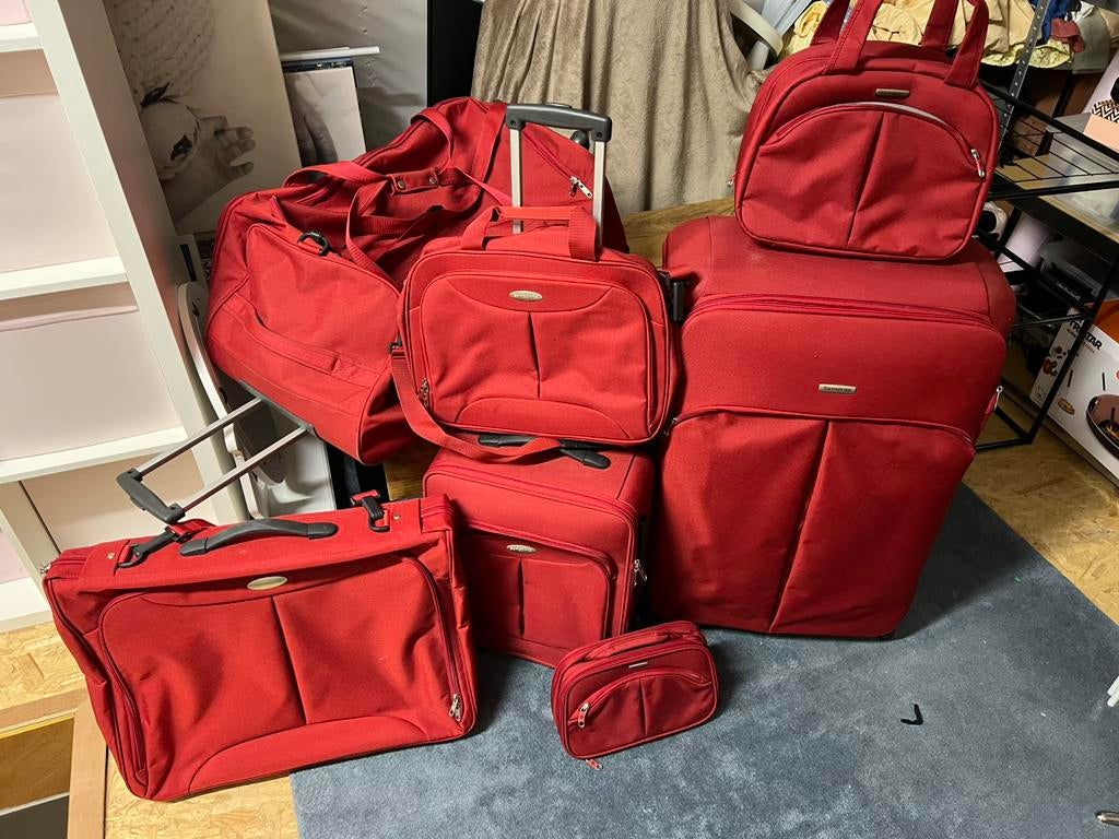 Complete 7-delige Samsonite luxe kofferset – rood, Enlèvement, Comme neuf