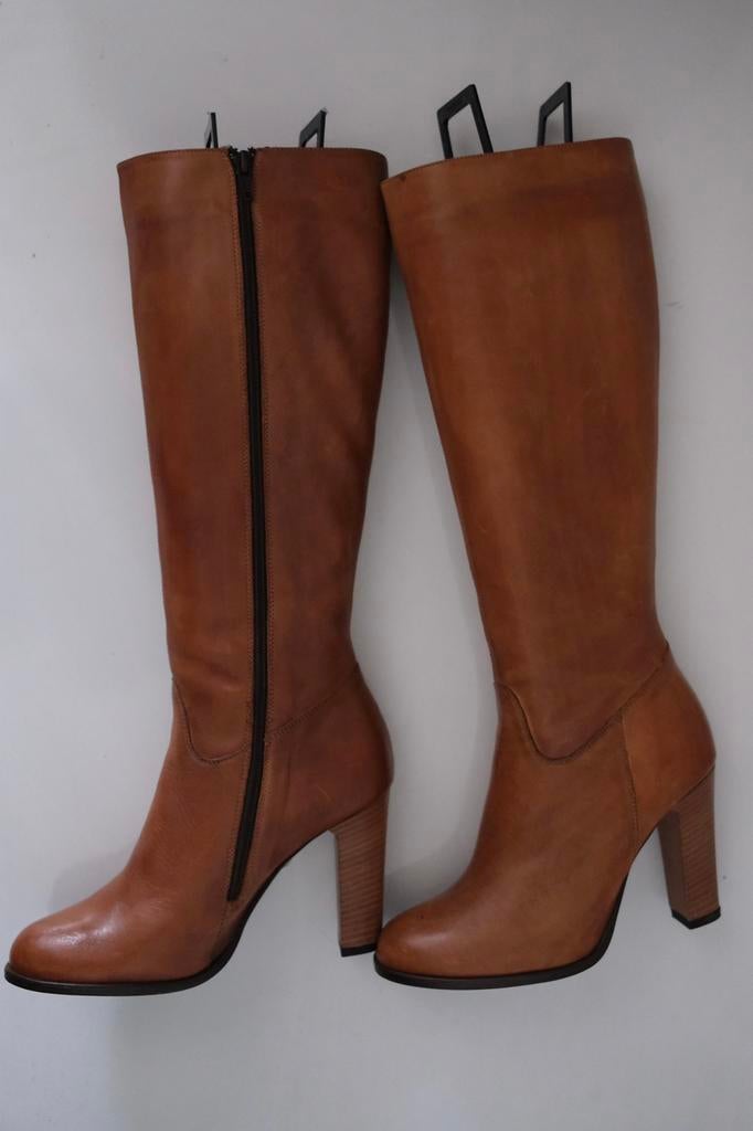 Bottes cuir artisanal – Cecil Shoe – T.37, Vêtements | Femmes, Comme neuf, Brun, Enlèvement, Bottes hautes