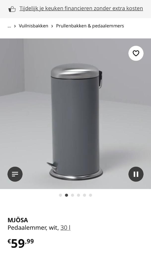 IKEA vuilbak, Huis en Inrichting, Woonaccessoires | Prullenbakken, Ophalen, Gebruikt, Metaal, Met pedaal