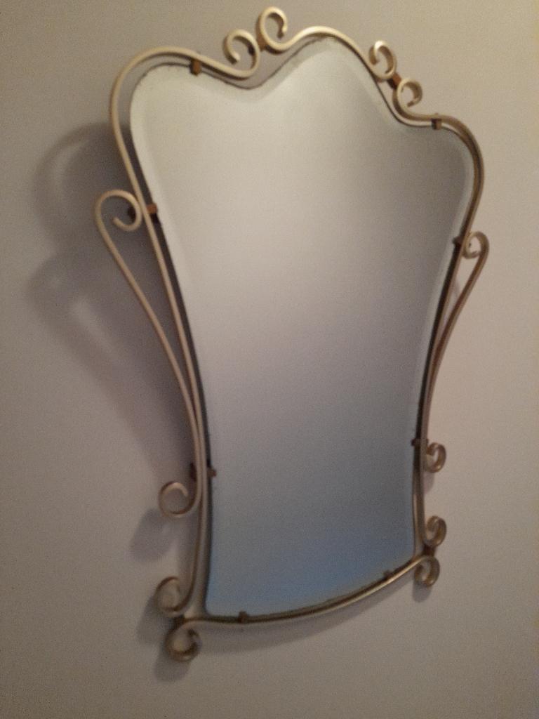 Vintage spiegel met kader in messing, Huis en Inrichting, Woonaccessoires | Spiegels, Ophalen, Gebruikt