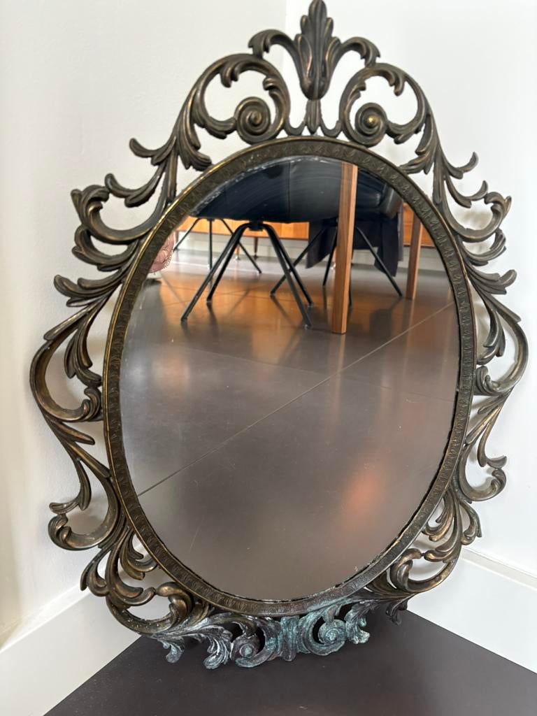 Antieke spiegel, Ophalen, Ovaal, Minder dan 50 cm, Minder dan 100 cm