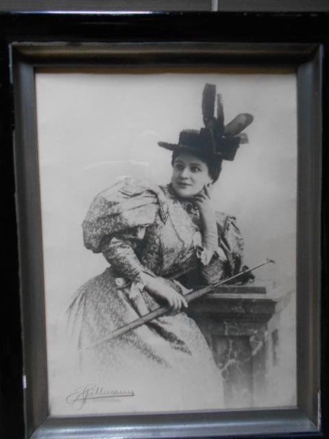 Mooie belle epoque foto in oude kader met glas, Verzamelen, Foto's en Prenten, Ophalen, Gebruikt, Foto