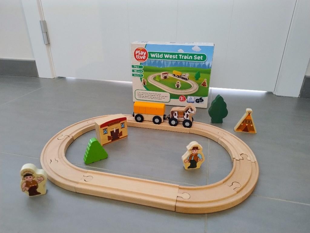 Trein set, hout, vanaf 1,5 jaar, Kinderen en Baby's, Ophalen, Zo goed als nieuw