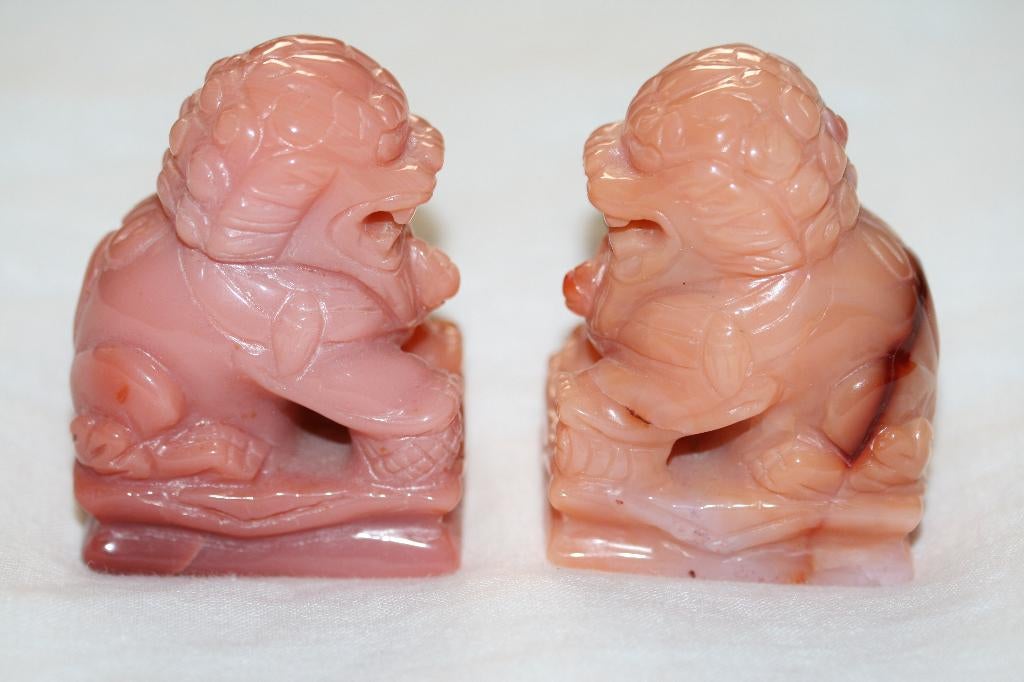 2 Beeldjes carneool, Verzamelen, Ophalen of Verzenden