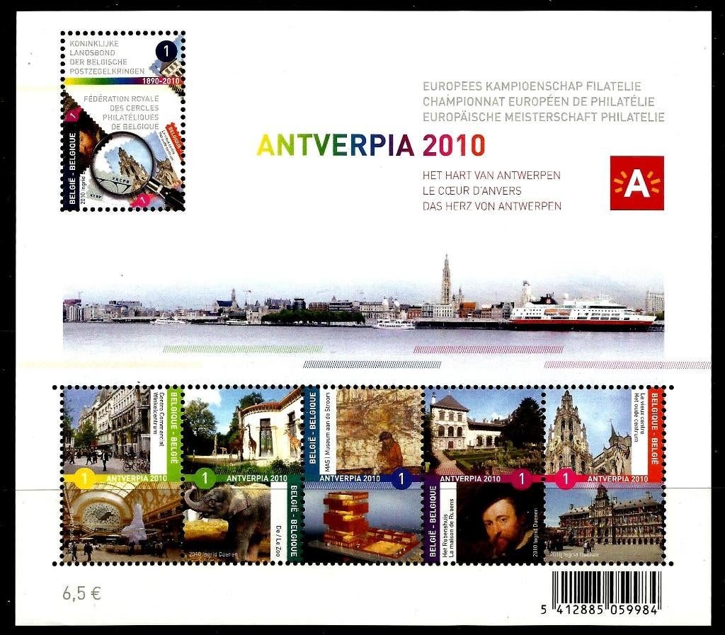 2010 Het hart van Antwerpen OBP BL 177**, Postzegels en Munten, Postzegels | Europa | België, Orginele gom, Ophalen of Verzenden