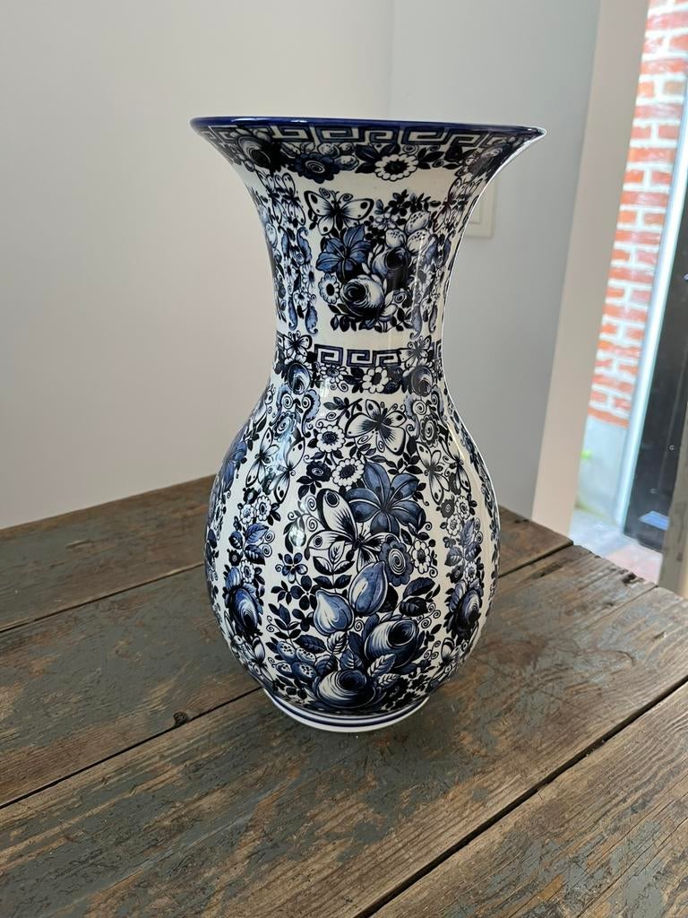 VAAS DELFIA ITALIAANS BLAUW WIT PERFECTE STAAT, Ophalen of Verzenden