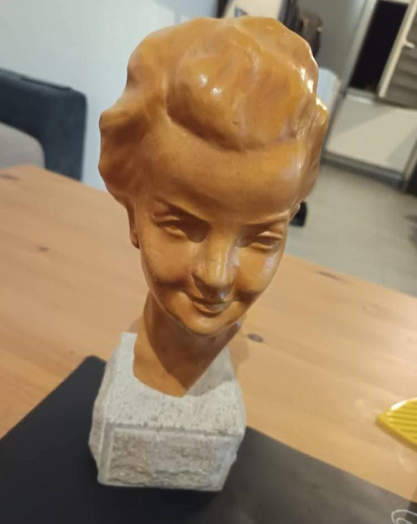 Terracotta buste van Ernest Patris
ondertekend, Ophalen of Verzenden, Buste