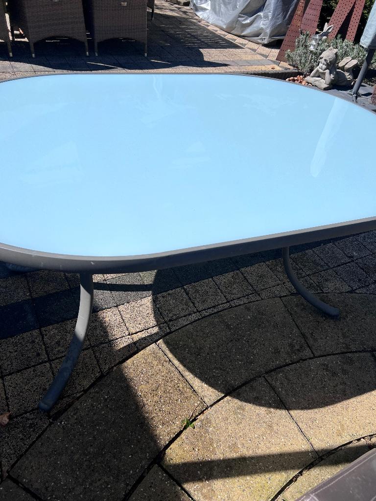 Tuintafel glas, Ophalen, Zo goed als nieuw, Ovaal, Aluminium