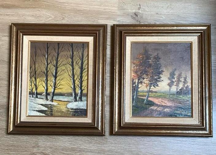 2 peintures sur toile avec cadre R.Deleu, Enlèvement ou Envoi