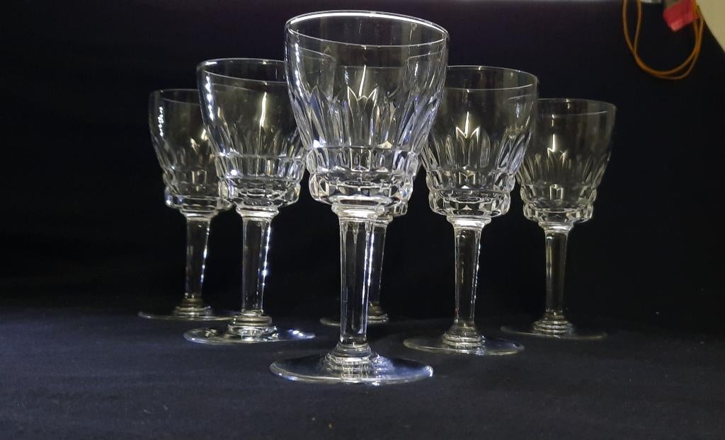 Val St Lambert, 6 grands verres cristal "Mery", Enlèvement ou Envoi