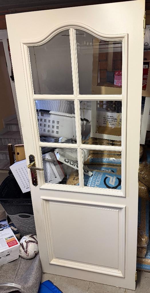 Binnendeur met glas, Doe-het-zelf en Bouw, Deuren en Vliegenramen, Ophalen, Gebruikt, 80 tot 100 cm, Binnendeur