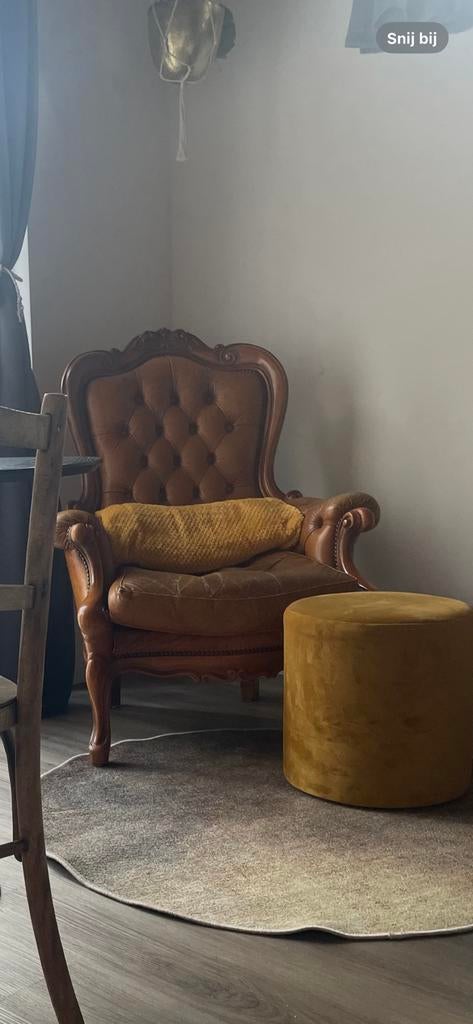 Chesterfield cognackleur, Enlèvement, Comme neuf, Cuir