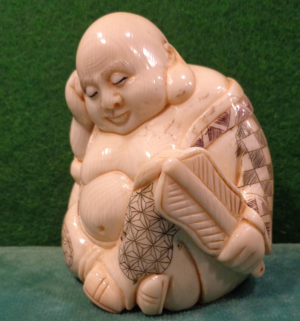 OKIMONO JAPONAIS EPOQUE MEIJI/BOUDDHA A L'EVENTAIL, Antiquités & Art, Enlèvement ou Envoi