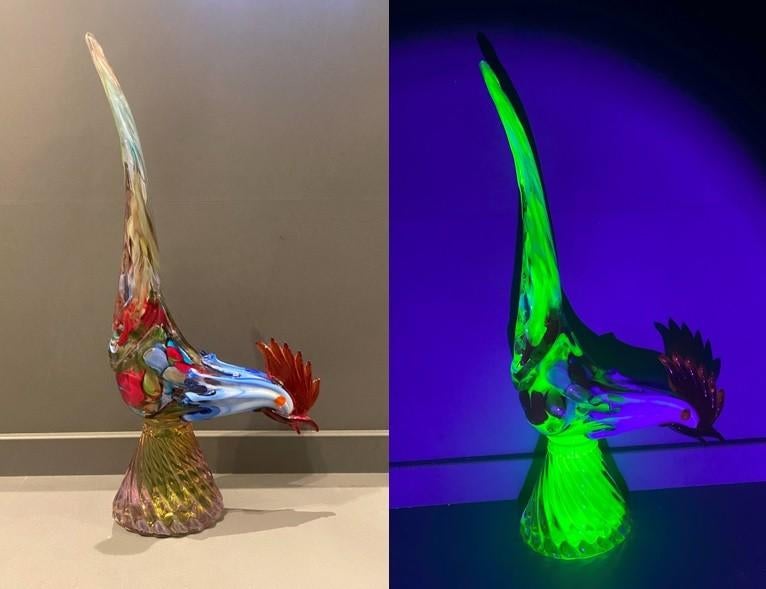 Murano Uranium haan fazant, Antiek en Kunst, Ophalen of Verzenden