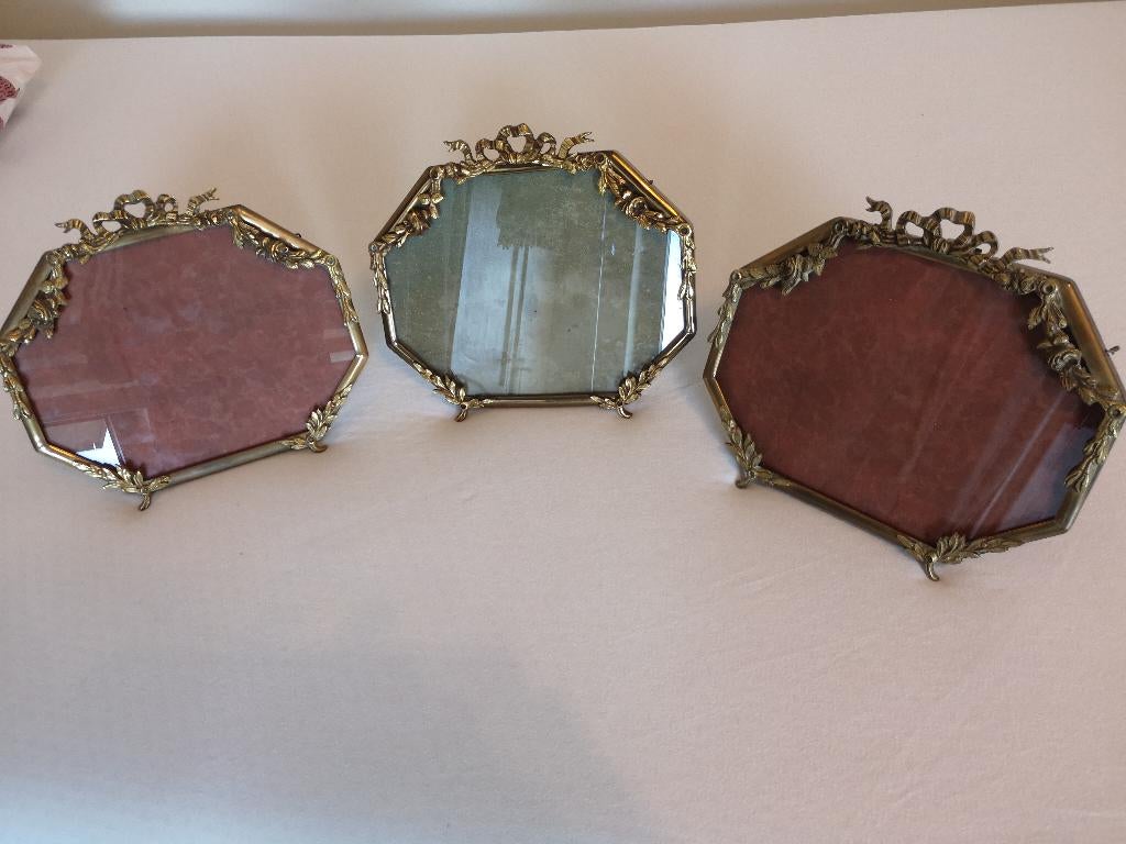 3 kaders lijsten ,louis xvi koper &brons  b-25cm&h-22cm, Ophalen of Verzenden, Brons