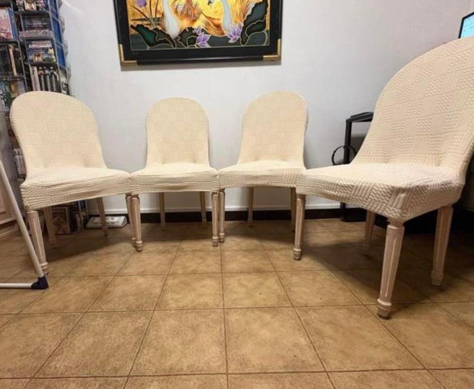 Lot de 4 chaises vintage Saumon+housse assortis inclus, Maison & Meubles, Enlèvement