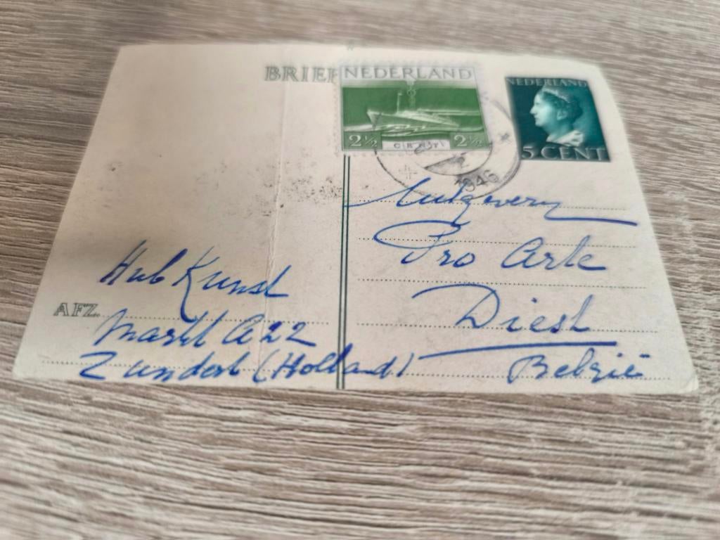 Petite carte postale avec timbres néerlandais, Timbres & Monnaies, Lettres & Enveloppes | Pays-Bas, Enlèvement ou Envoi, Carte postale