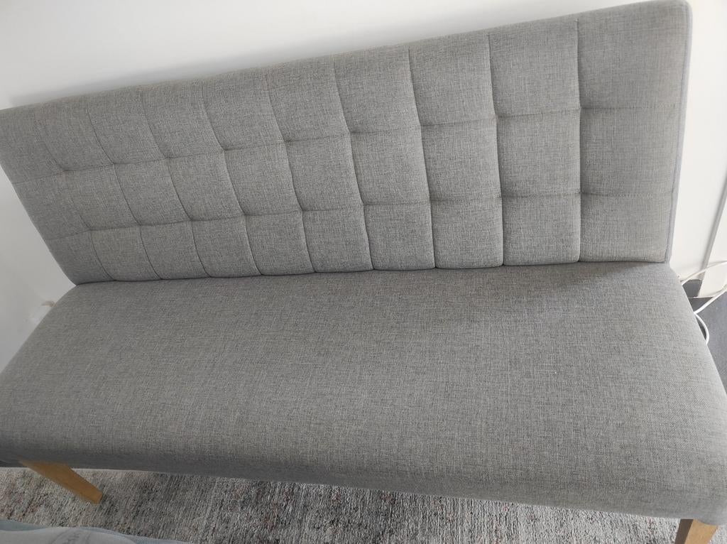 Woood Grijze eetkamer/zitbank 150cm, Ophalen, Zo goed als nieuw, Stof