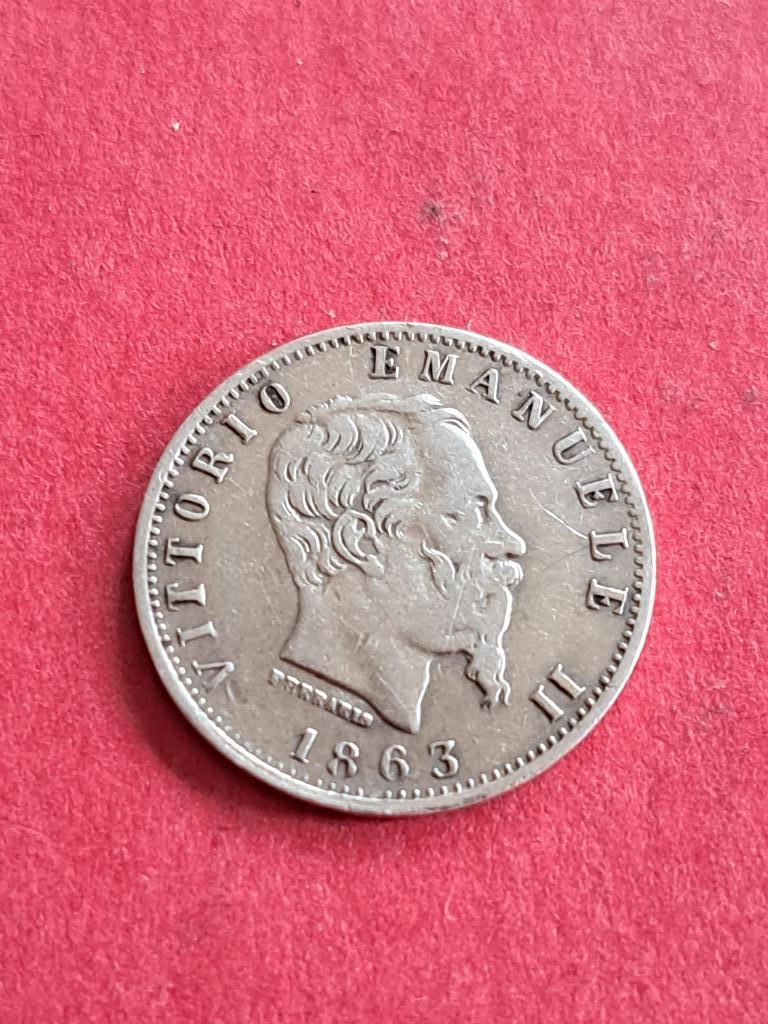 1863 Italië 20 centesimi in zilver Milaan, Verzenden, Italië, Losse munt, Zilver